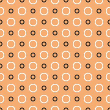 Turuncu arka planda beyaz ve siyah benekli kusursuz vektör deseni
