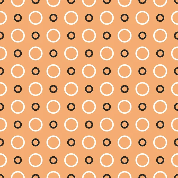 橙色背景上有白色和黑色波尔卡点的无缝线矢量图案 — 图库矢量图片