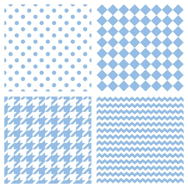 Carrelage Bleu Blanc Motif Vectoriel Serti Pois Zig Zag Papier — Image vectorielle