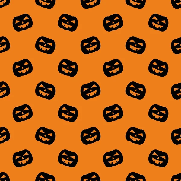 Halloween Tile Vector Pattern Black Pumpkin Orange Background — Stock Vector