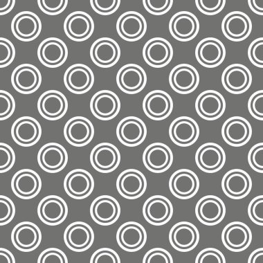 Gri arkaplandaki beyaz noktalı döşeme vektör deseni pürüzsüz duvar kağıdı için