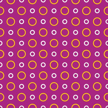 Seamless vector pattern with orange and white polka dots on pink background