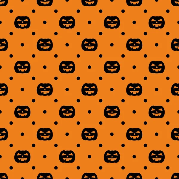Tile Vector Pattern Dots Pumpkin Halloween Background — Stock Vector