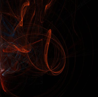 Fantastik ışık efekti. Siyah arka planda mistik renkli ışık çizgileri. Görüntü, ekran koruyucu.