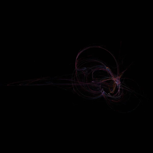 Effetto luce astratto insolito. Fantastica composizione frattale di linee brillanti su fondo nero. Filmati per lavori creativi, screensaver. — Foto Stock