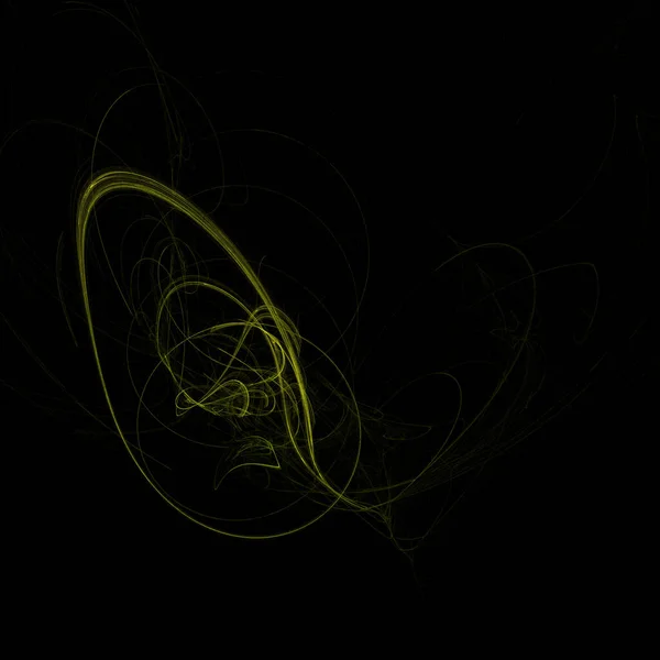 Ungewöhnliche abstrakte Lichteffekte. Fantastische fraktale Komposition aus leuchtenden Linien auf schwarzem Hintergrund. Filmmaterial für kreative Arbeiten, Bildschirmschoner. — Stockfoto