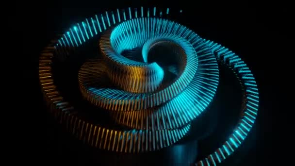 Crazy metal spiral. Abstract animated screensaver of cyclic translational spiral motion of mechanical parts — Stock videók