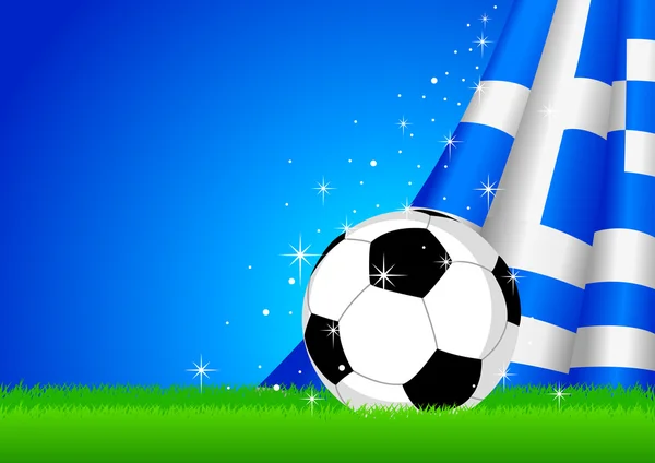 Griechische Flagge und Fußball — Stockvektor
