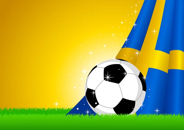 스웨덴 국기와 축구공 — 스톡 벡터