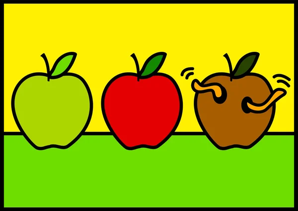 Tres manzanas — Vector de stock