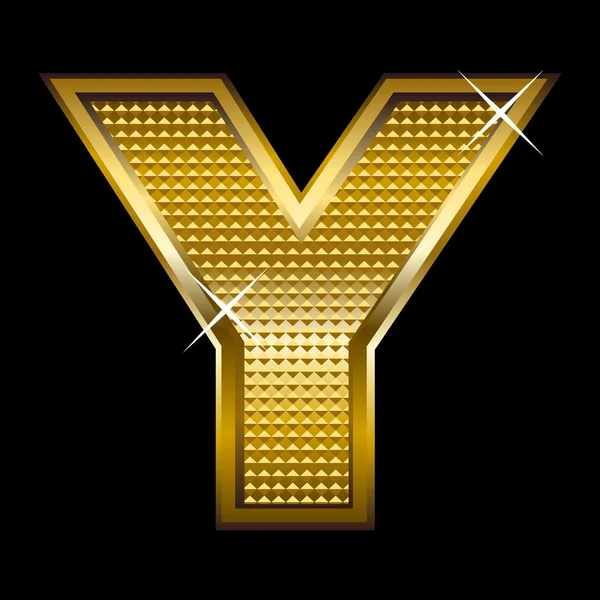 Golden font type letter Y — Stock Vector