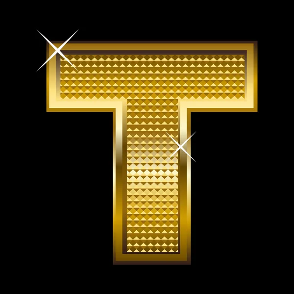 Golden font type letter T — Stock Vector
