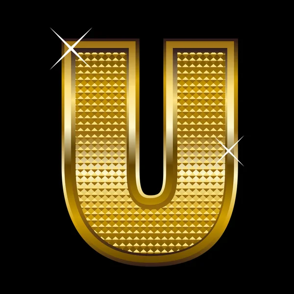 Золотой шрифт U — стоковый вектор