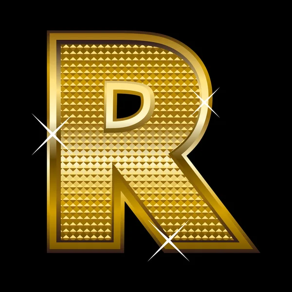 Golden font type letter R — Stock Vector