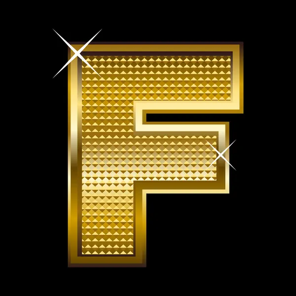 Golden tipo de fuente letra F — Vector de stock