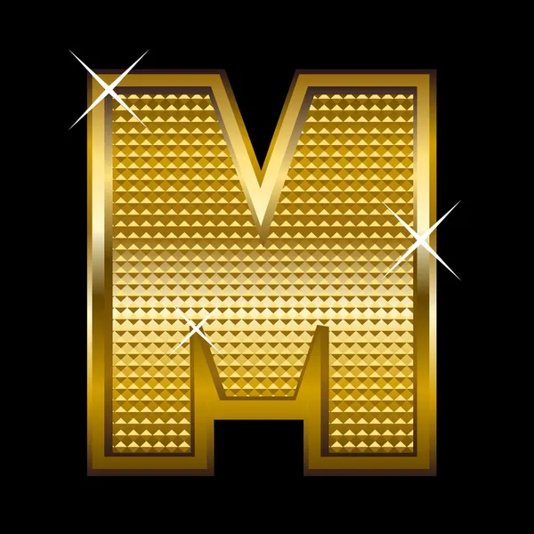 Zlaté písmo typ písmeno m — Stockový vektor