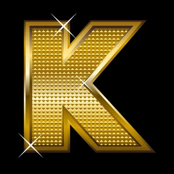 Golden tipo de fuente letra K — Vector de stock