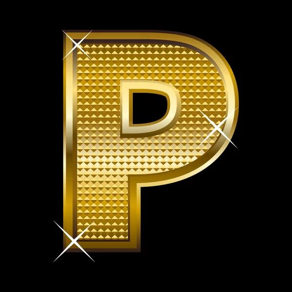 Золотой шрифт P — стоковый вектор