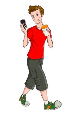 cep telefonu ile genç çocuk