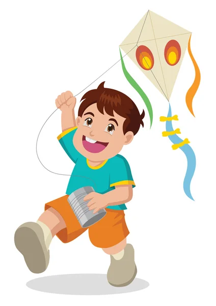 Playing Kite — Stock Vector