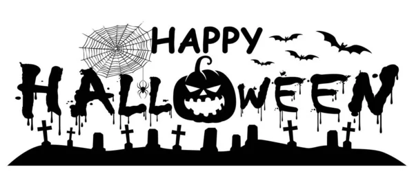 Απλή Επίπεδη Διανυσματική Απεικόνιση Του Happy Halloween Κείμενο Για Banner — Διανυσματικό Αρχείο