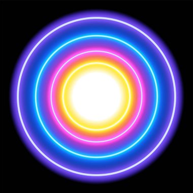 Renkli neon ışık çemberleri, soyut arkaplan, EPS10 biçiminde vektör illüstrasyonu