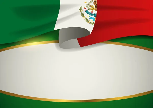 México Insígnia Com Moldura Decorativa Dourada Formato Vetorial Eps — Vetor de Stock