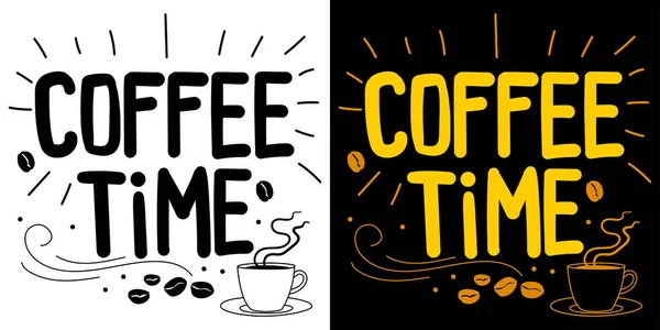 Caffè Tempo Tipografia Testo Vettoriale Illustrazione — Vettoriale Stock