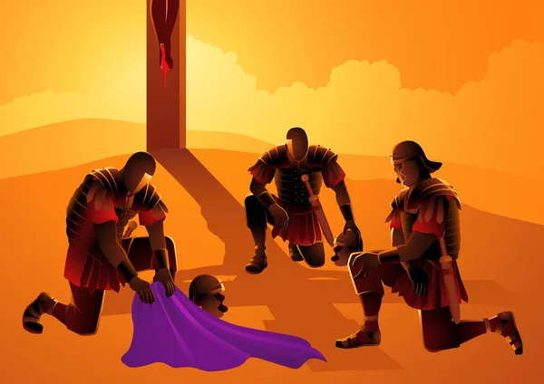 Série Illustrations Vectorielles Bibliques Soldats Romains Jouant Pour Christ — Image vectorielle