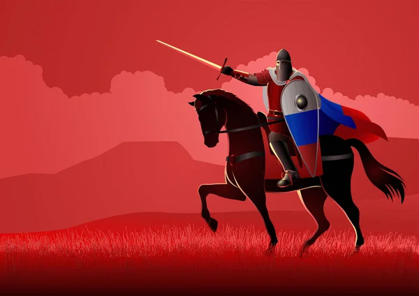 Ortaçağ Slav Şövalyesinin Sırtındaki Temsili — Stok Vektör