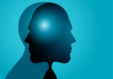 Ruh sağlığı ve psikolojik, bipolar bozukluk konsepti, vektör illüstrasyonu