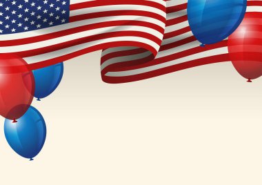 United States of America insignia with decorative balloons, United States Independence Day greeting card