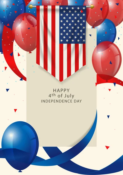 United States America Insignia Decorative Balloons Ribbons United States Independence — Stockvektor