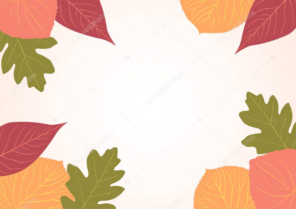 Simple flat vector illustration of leaves in natural colours