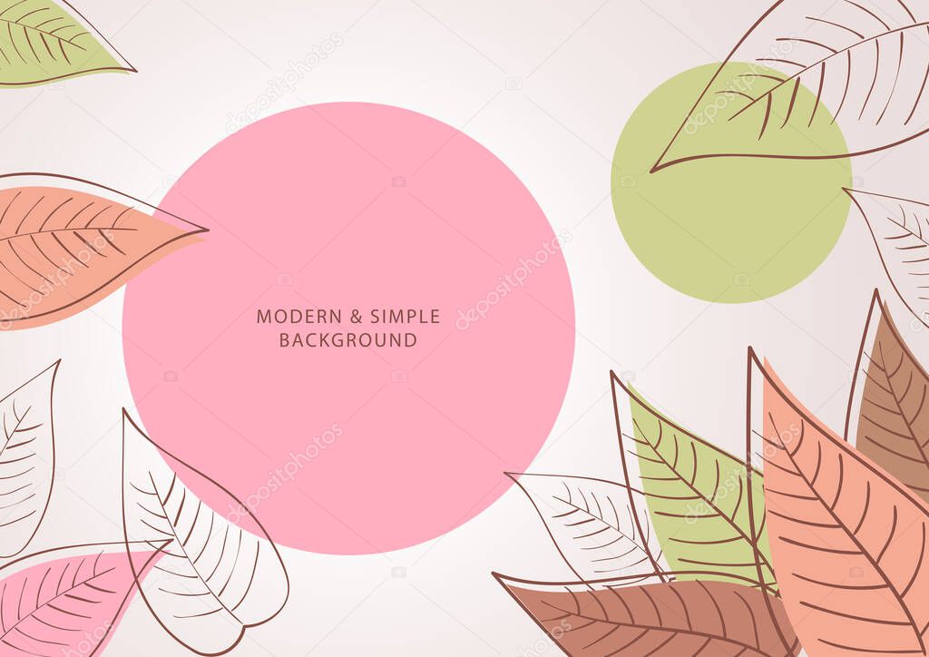 Simple abstract leaves in natural colours, modern luxurious vector background