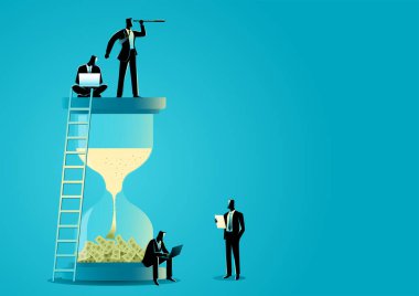 Kumun paraya dönüştüğü bir grup meşgul iş adamı. Zaman para, dakiklik, yatırım konsepti.