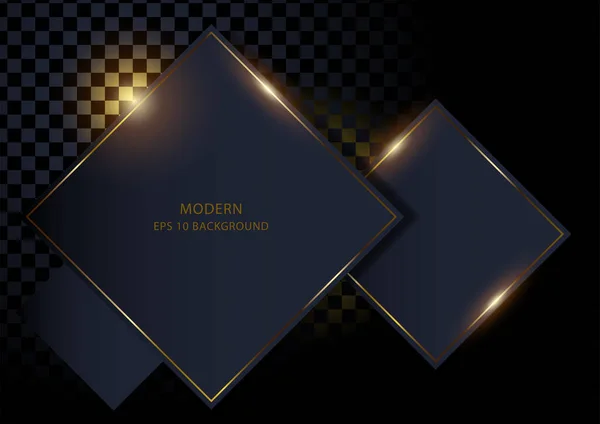 Dunkle Abstrakte Quadrate Hintergrund Mit Goldenen Linien Moderner Vektorhintergrund — Stockvektor