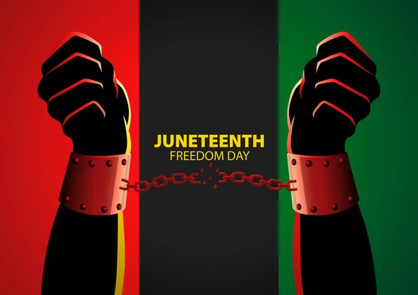 Silhouet Illustratie Van Handen Handboeien Voor Juneteenth Herdenkingsdag — Stockvector