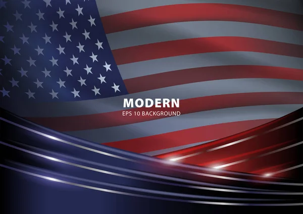 Bandeira Dos Estados Unidos América Com Decoração Moderna Espaço Branco — Vetor de Stock