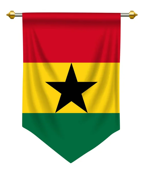 Ghana Flag Pennant Isolated White Vector Illustration — Archivo Imágenes Vectoriales