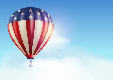 ABD amblemli sıcak hava balonlarının vektör çizimi