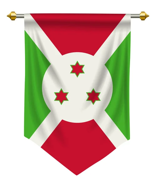 Bandera Banderín Burundi Aislado Blanco Ilustración Vectorial — Archivo Imágenes Vectoriales