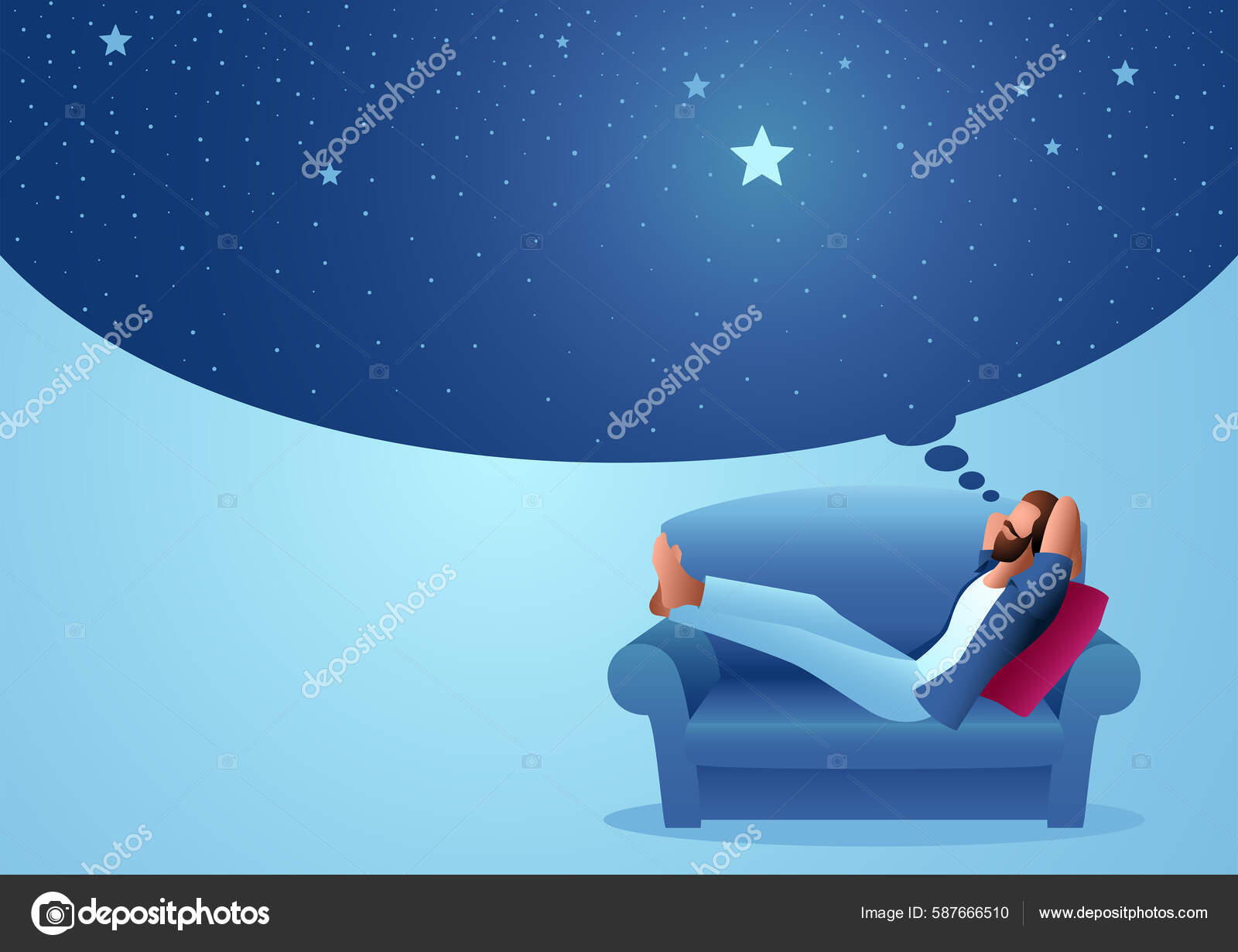 Unemployed Person Lying Sofa Daydreaming Vector Illustration Stock Vector  by ©rudall30 587666510, image size:1600x1231