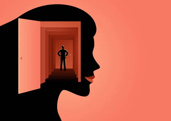 Man Goes Deeper Human Mind Multiple Doors Understand Human Mind - Stok Vektor