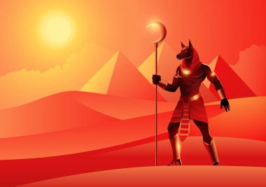Egyptian god and goddess, Anubis, ancient Egyptian god of the dead, mythology vector illustration series