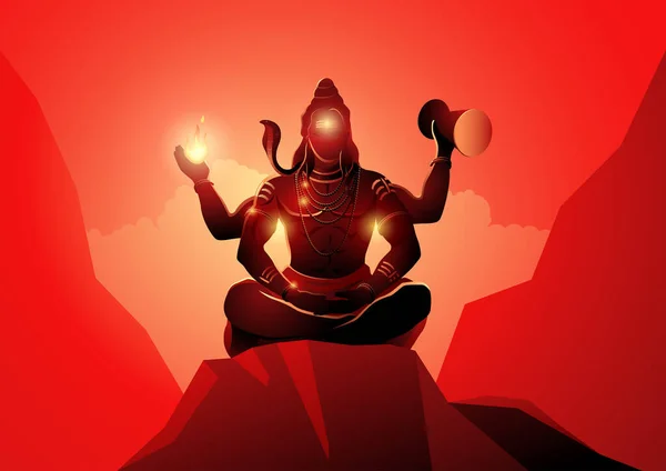 Εικονογράφηση Διάνυσμα Του Κυρίου Shiva Ινδική Θεός Των Ινδουιστών Για — Διανυσματικό Αρχείο