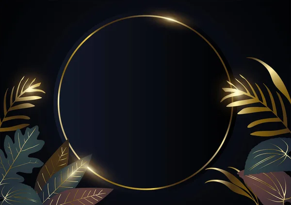 Luxurious Golden Circle Leaves Ornament Modern Luxurious Vector Background — Vetor de Stock