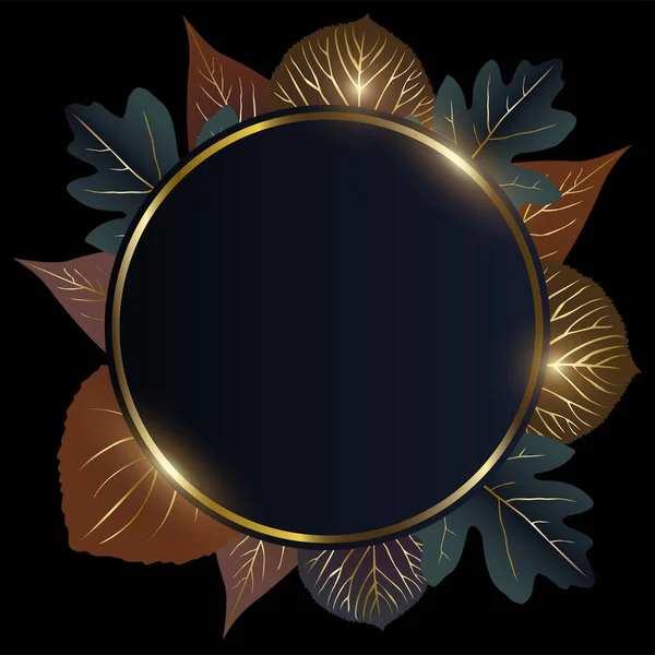 Luxurious Golden Circle Leaves Ornament Modern Luxurious Vector Background — Vettoriale Stock