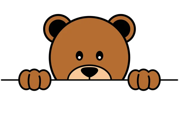 Funny Cartoon Bear Peeking Wall Vector Illustration — Stockvector