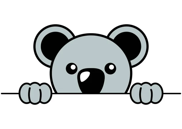 Funny Cartoon Koala Bear Peeking Wall Vector Illustration — Stock Vector